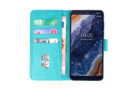 Hoesje Geschikt voor de Nokia 9 PureView - Kaarthouder Book Case Telefoonhoesje - Groen