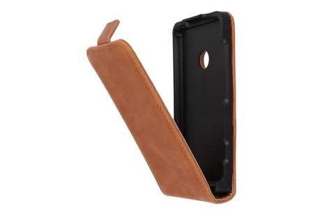 Bruin Lederen Flip Case - Hoesje Geschikt voor Nokia Lumia 520/525