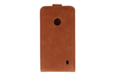 Bruin Lederen Flip Case voor de Nokia Lumia 520/525