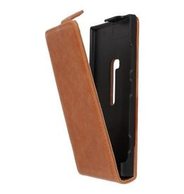 Bruin Lederen Flip Case voor de Nokia Lumia 920