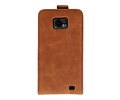 Bruin Lederen Flip Case voor de Samsung Galaxy S2 I9100