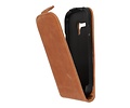 Bruin Lederen Flip Case voor de Samsung Galaxy S3 Mini I8190