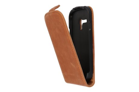Bruin Lederen Flip Case voor de Samsung Galaxy S3 Mini I8190