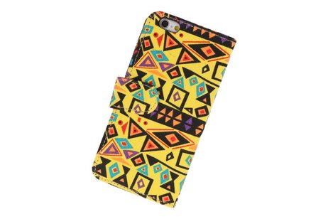Gele kunst hoesje booktype wallet cover Hoesje - Geschikt voor Apple iPhone 6/6s