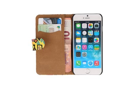 Gele kunst hoesje booktype wallet cover Hoesje - Geschikt voor Apple iPhone 6/6s