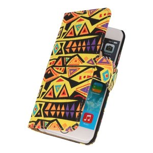 Gele kunst hoesje booktype wallet cover Hoesje voor Apple iPhone 6/6s