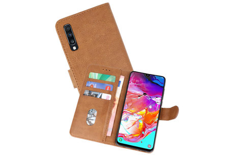 BAOHU Hoesje Geschikt voor Samsung Galaxy A70 - Kaarthouder Book Case Telefoonhoesje - Bruin