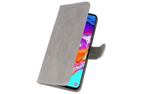 Hoesje Geschikt voor Samsung Galaxy A70 - Kaarthouder Book Case Telefoonhoesje - Grijs