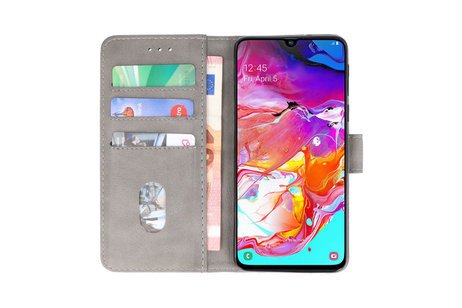 Hoesje Geschikt voor Samsung Galaxy A70 - Kaarthouder Book Case Telefoonhoesje - Grijs