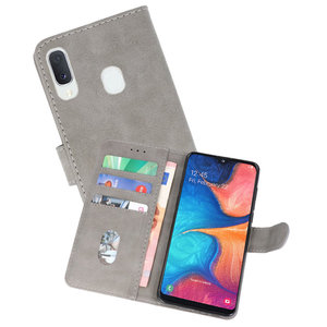 Samsung Galaxy A20e Hoesje Kaarthouder Book Case Telefoonhoesje Grijs