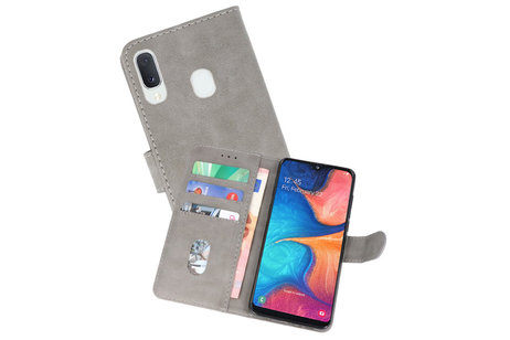 Samsung Galaxy A20e Hoesje Kaarthouder Book Case Telefoonhoesje Grijs