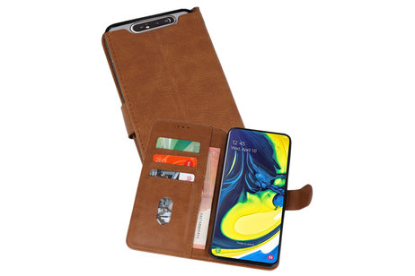 Hoesje Geschikt voor Samsung Galaxy A80 / A90 - Kaarthouder Book Case Telefoonhoesje - Bruin