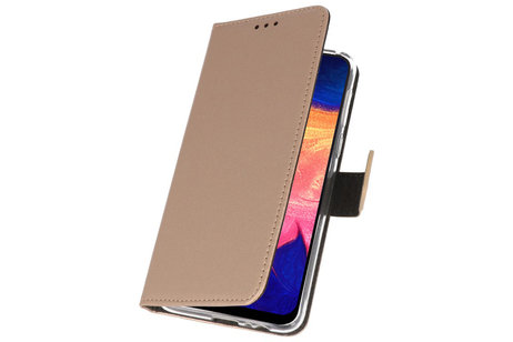 Booktype Telefoonhoesjes - Bookcase Hoesje - Wallet Case -  Geschikt voor Samsung Galaxy A10 - Goud