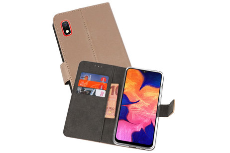 Booktype Telefoonhoesjes - Bookcase Hoesje - Wallet Case -  Geschikt voor Samsung Galaxy A10 - Goud