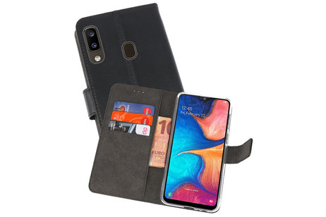 Booktype Telefoonhoesjes - Bookcase Hoesje - Wallet Case -  Geschikt voor Samsung Galaxy A20 - Zwart