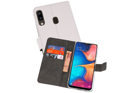 Booktype Telefoonhoesjes - Bookcase Hoesje - Wallet Case -  Geschikt voor Samsung Galaxy A20 - Wit