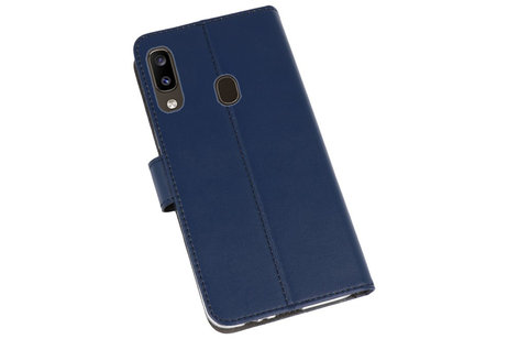 BAOHU Booktype Telefoonhoesjes - Bookcase Hoesje - Wallet Case -  Geschikt voor Samsung Galaxy A20 - Navy