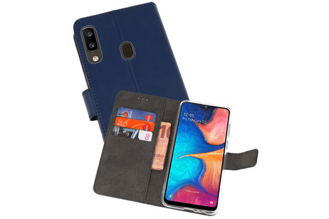 BAOHU Booktype Telefoonhoesjes - Bookcase Hoesje - Wallet Case -  Geschikt voor Samsung Galaxy A20 - Navy