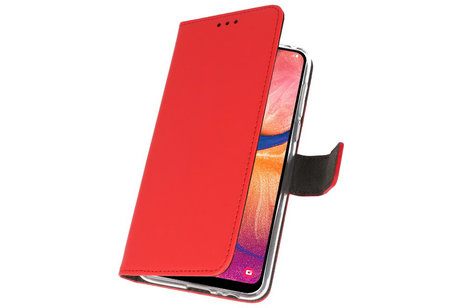 Booktype Telefoonhoesjes - Bookcase Hoesje - Wallet Case -  Geschikt voor Samsung Galaxy A20 - Rood