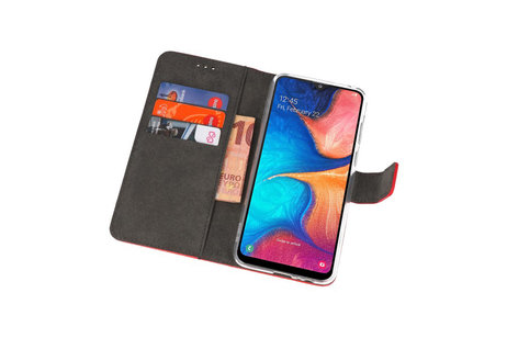 Booktype Telefoonhoesjes - Bookcase Hoesje - Wallet Case -  Geschikt voor Samsung Galaxy A20 - Rood