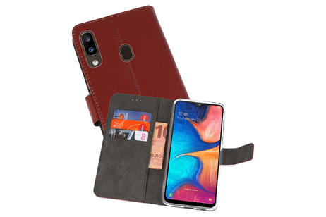 Booktype Telefoonhoesjes - Bookcase Hoesje - Wallet Case -  Geschikt voor Samsung Galaxy A20 - Bruin