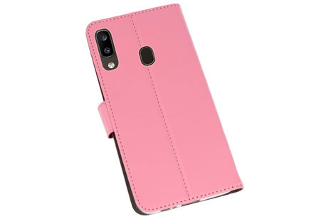 Booktype Telefoonhoesjes - Bookcase Hoesje - Wallet Case -  Geschikt voor Samsung Galaxy A20 - Roze