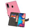 Booktype Telefoonhoesjes - Bookcase Hoesje - Wallet Case -  Geschikt voor Samsung Galaxy A20 - Roze