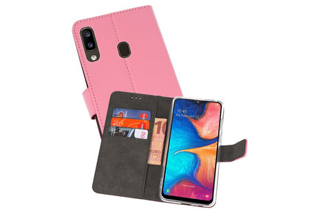 BAOHU Booktype Telefoonhoesjes - Bookcase Hoesje - Wallet Case -  Geschikt voor Samsung Galaxy A20 - Roze