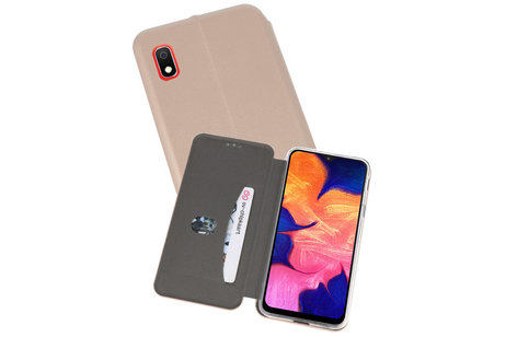 Slim Folio Case - Book Case Telefoonhoesje - Folio Flip Hoesje - Geschikt voor Samsung Galaxy A10 - Goud