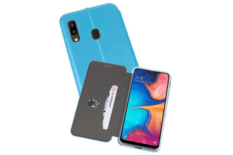 Slim Folio Case - Book Case Telefoonhoesje - Folio Flip Hoesje - Geschikt voor Samsung Galaxy A20 - Blauw