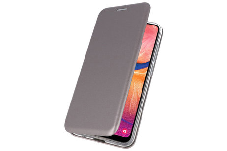 Slim Folio Case - Book Case Telefoonhoesje - Folio Flip Hoesje - Geschikt voor Samsung Galaxy A20 - Grijs