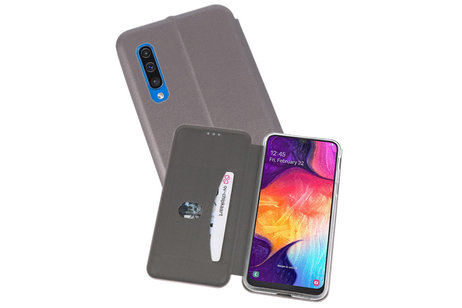 Slim Folio Case - Book Case Telefoonhoesje - Folio Flip Hoesje - Geschikt voor Samsung Galaxy A50 - Grijs