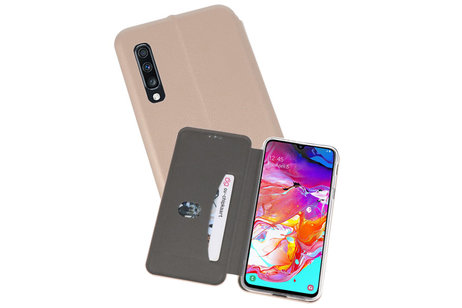 Slim Folio Case - Book Case Telefoonhoesje - Folio Flip Hoesje - Geschikt voor Samsung Galaxy A70 - Goud