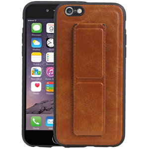 Grip Stand Hardcase Backcover - Telefoonhoesje - Achterkant Hoesje - Geschikt voor iPhone 6 - Bruin