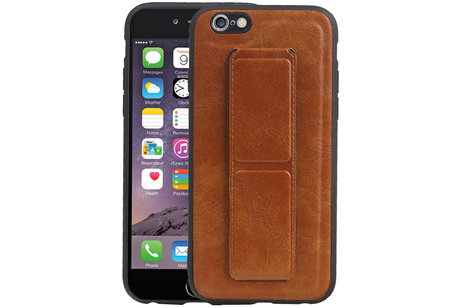 Grip Stand Hardcase Backcover - Telefoonhoesje - Achterkant Hoesje - Geschikt voor iPhone 6 - Bruin