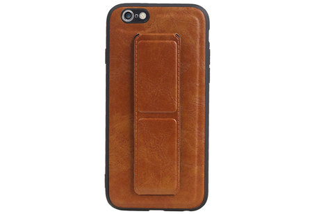 Grip Stand Hardcase Backcover - Telefoonhoesje - Achterkant Hoesje - Geschikt voor iPhone 6 - Bruin