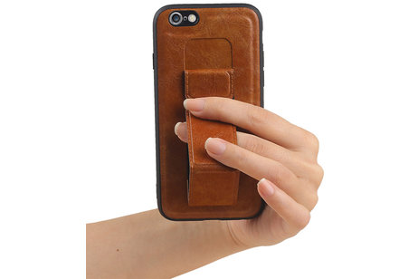 Grip Stand Hardcase Backcover - Telefoonhoesje - Achterkant Hoesje - Geschikt voor iPhone 6 - Bruin