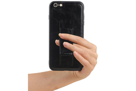 Grip Stand Hardcase Backcover - Telefoonhoesje - Achterkant Hoesje - Geschikt voor iPhone 6 Plus - Zwart