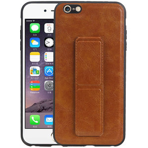 Grip Stand Hardcase Backcover - Telefoonhoesje - Achterkant Hoesje - Geschikt voor iPhone 6 Plus - Bruin