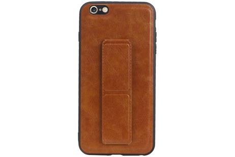 Grip Stand Hardcase Backcover - Telefoonhoesje - Achterkant Hoesje - Geschikt voor iPhone 6 Plus - Bruin