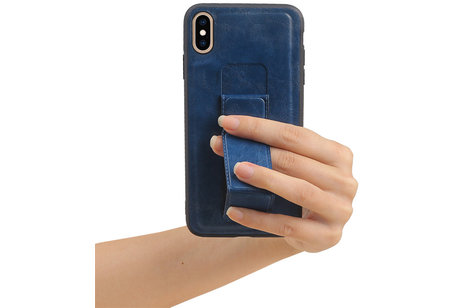 Grip Stand Hardcase Backcover - Telefoonhoesje - Achterkant Hoesje - Geschikt voor iPhone XS Max - Blauw