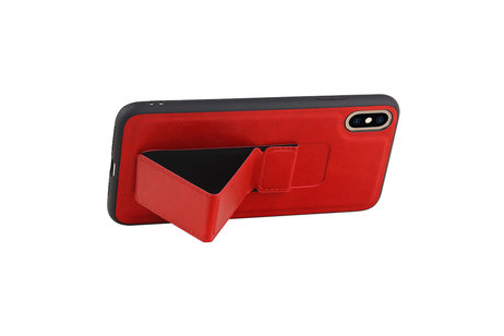 Grip Stand Hardcase Backcover - Telefoonhoesje - Achterkant Hoesje - Geschikt voor iPhone XS Max - Rood
