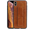BAOHU Grip Stand Hardcase Backcover - Telefoonhoesje - Achterkant Hoesje - Geschikt voor iPhone XS Max - Bruin