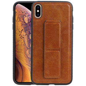 Grip Stand Hardcase Backcover - Telefoonhoesje - Achterkant Hoesje - Geschikt voor iPhone XS Max - Bruin