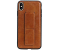 Grip Stand Hardcase Backcover - Telefoonhoesje - Achterkant Hoesje - Geschikt voor iPhone XS Max - Bruin