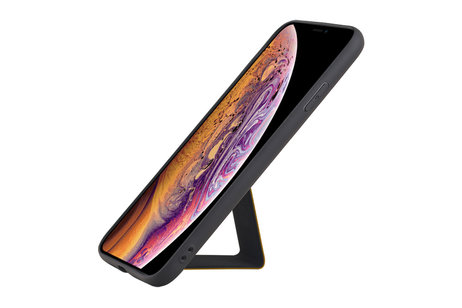 BAOHU Grip Stand Hardcase Backcover - Telefoonhoesje - Achterkant Hoesje - Geschikt voor iPhone XS Max - Bruin