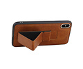 BAOHU Grip Stand Hardcase Backcover - Telefoonhoesje - Achterkant Hoesje - Geschikt voor iPhone XS Max - Bruin