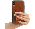 Grip Stand Hardcase Backcover - Telefoonhoesje - Achterkant Hoesje - Geschikt voor iPhone XS Max - Bruin