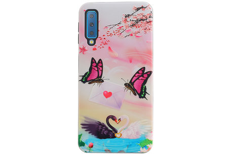 Vlinder Design Hardcase Backcover voor Samsung Galaxy A7 2018