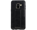 Grip Stand Hardcase Backcover - Telefoonhoesje - Achterkant Hoesje - Geschikt voor Samsung Galaxy A8 (2018) - Zwart